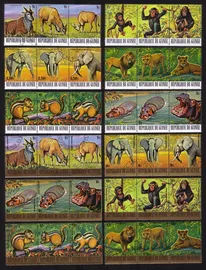 Animals: Chimpanzee, Pygmy Elephant, Lion, Etc. Cplt Set of 36 Diff With Airs