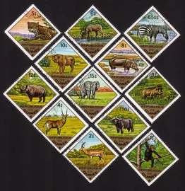 Animals: Chimpanzee, Impala, Elephant, Etc. - Complete Set of 12 Diff (Diamond)