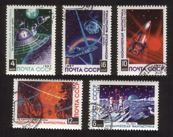 Science Fiction: Moon Explorers, Rocket Flying To Stars, Etc Cplt Set of 5 Diff