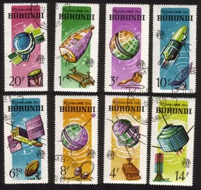 Telecommunications: Satellites, Telephones, Morse Key, Etc. - Complete Set of 8