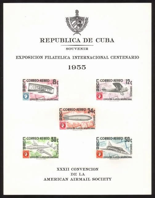 International Centenary Philatelic Exhibition (Havana Cuba 1955) Souvenir Sheet