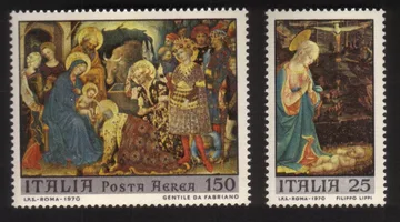 Christmas 1970: Paintings: Adoration of The Kings, Etc. Complete Set of 2 Diff.