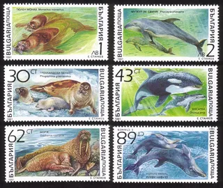 Marine Mammals: Monk Seal, Walrus, Porpoise, Whales, Etc Complete Set of 6 Diff